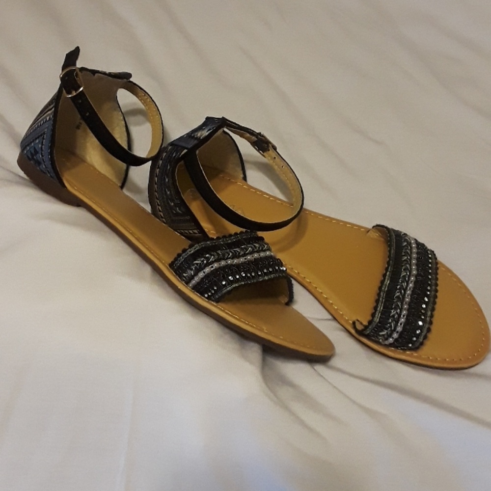 Women's ANNA beaded flat sandals with strap